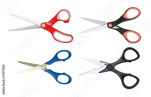 Four General Purpose Scissors isolated on white background