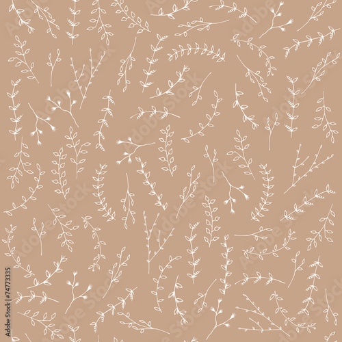 Hand-drawn branches seamless pattern