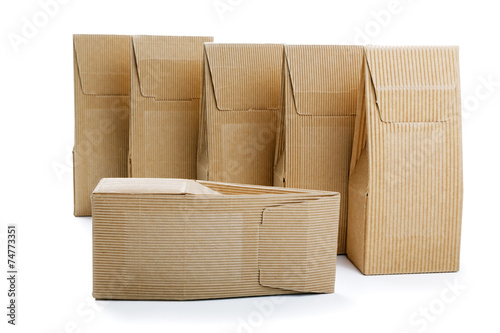 boxes from the goffered cardboard isolated on a white background photo