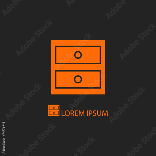Orange chest of drawers on black background