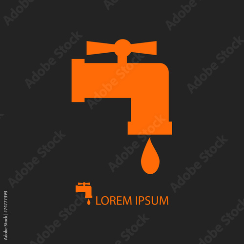 Orange tap with water drop on black