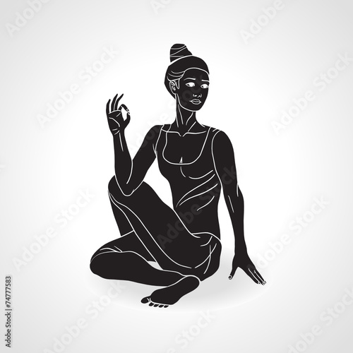 Vector Silhouette of yoga girl