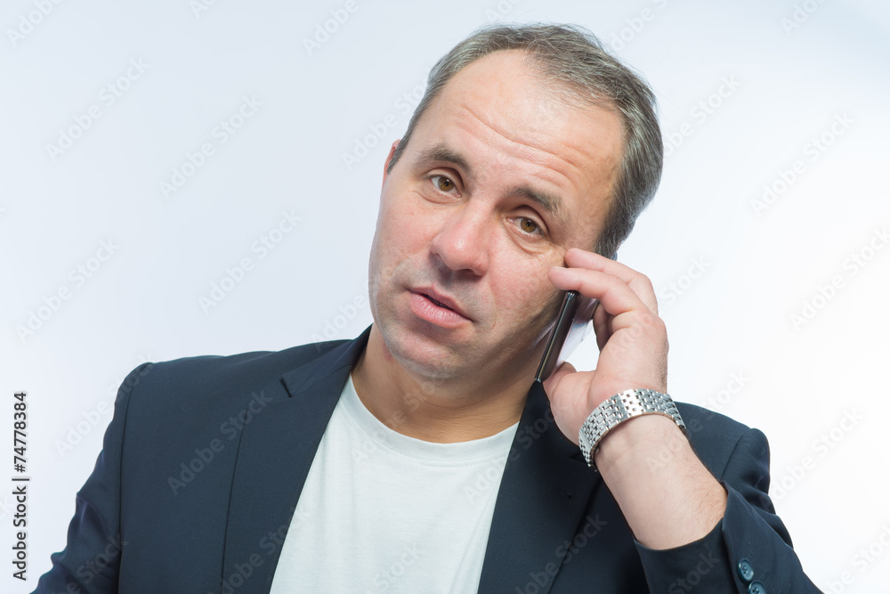 Portrait Of Young Man Talking On Cell Phone Portrait Of Young Man Talking On Cell Phone