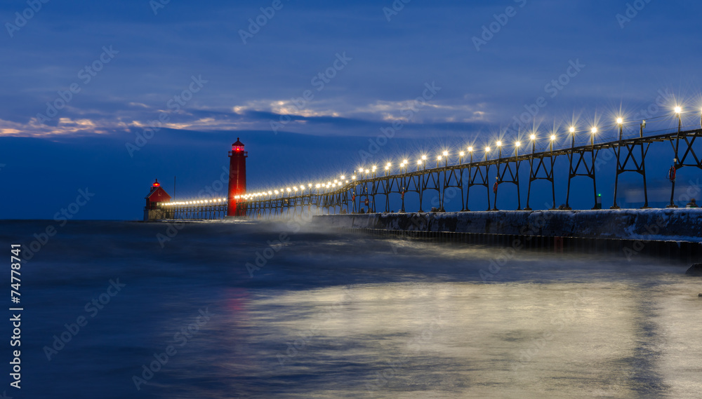 Grand Haven Lighthouse at sunset