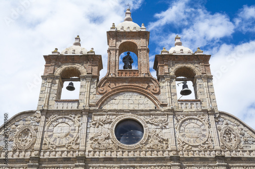 Baroque style facade of the Riobamba Cathedral, Ecuador