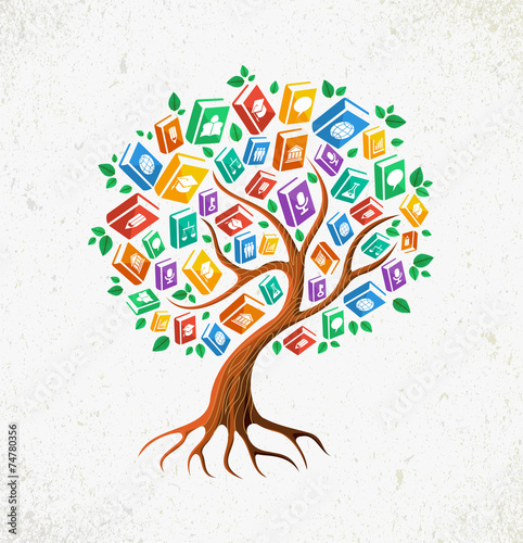 Knowledge and Education concept tree books