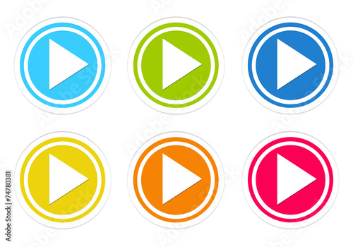 Set of rounded colorful icons with arrow symbol