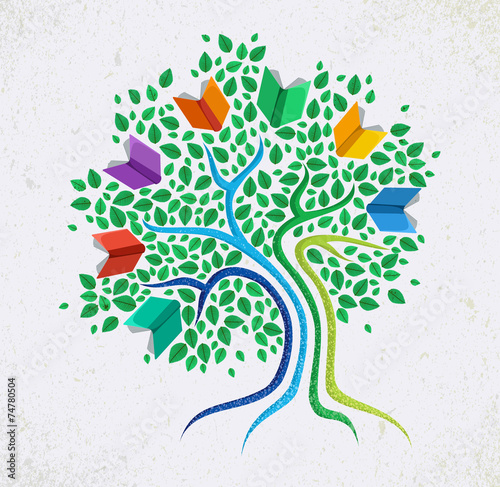 Education abstract concept tree book