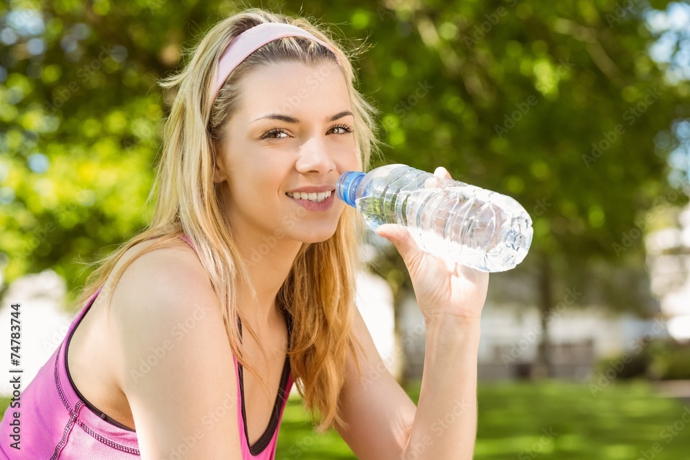 Fit blonde taking a break in the park Fit blonde taking a break in the park