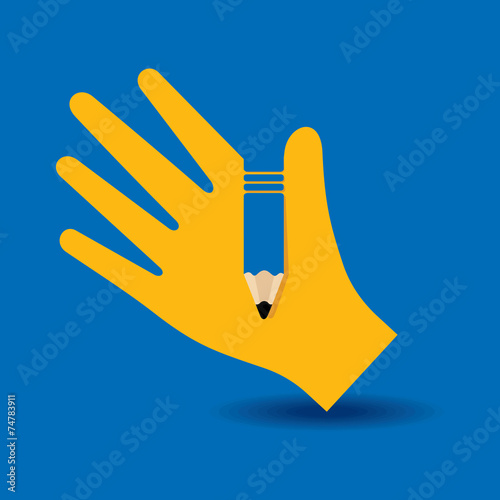 Human hand with pencil symbol concept stock vector