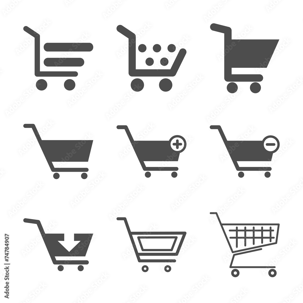 Shopping cart icons set Shopping cart icons set