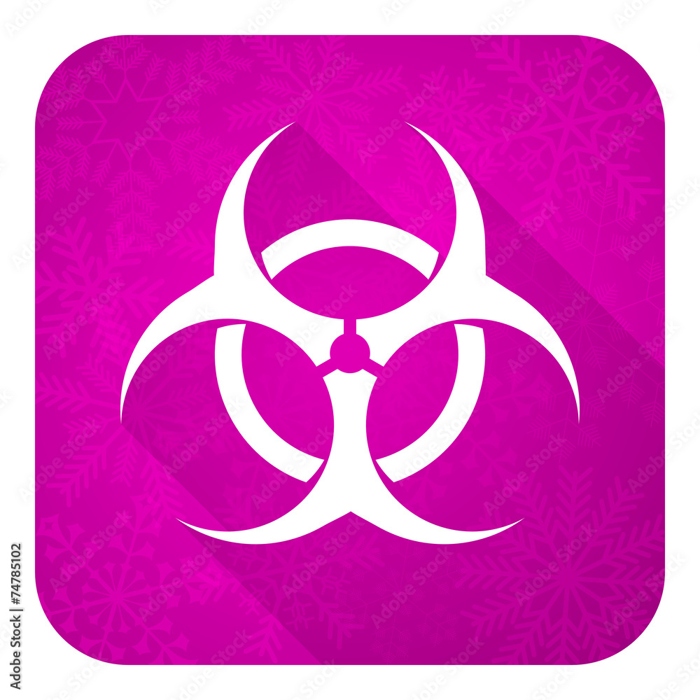 biohazard violet flat icon, christmas button, virus sign