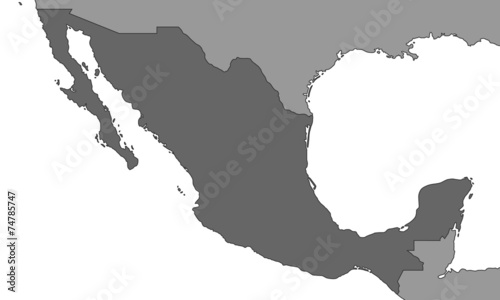 Mexiko - Karte in Grau