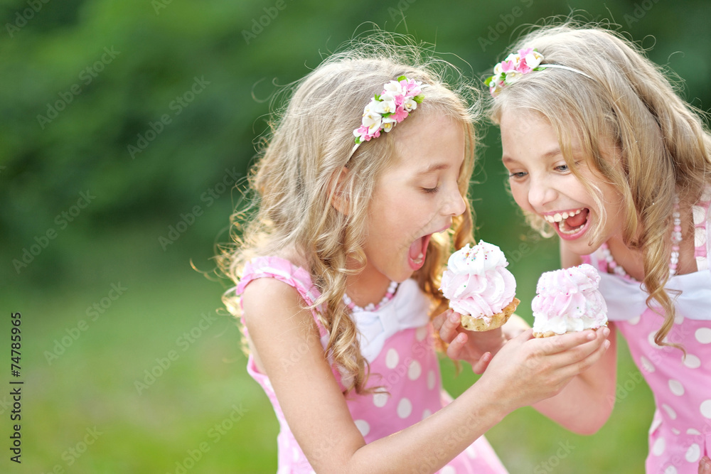 Portrait of two little girls twins Portrait of two little girls twins