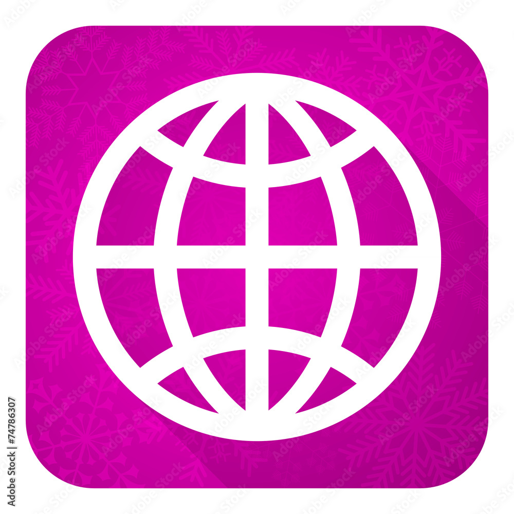 earth violet flat icon, christmas button earth violet flat icon, christmas button