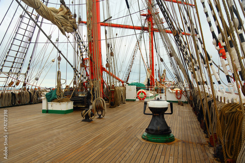 on the deck of an old sailing ship