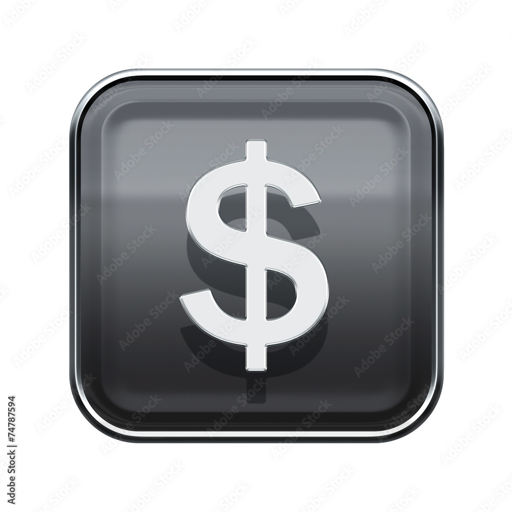 Dollar icon glossy grey, isolated on white background Dollar icon glossy grey, isolated on white background