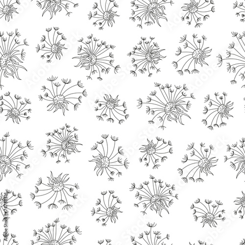 Floral seamless background with flowers of dandelion