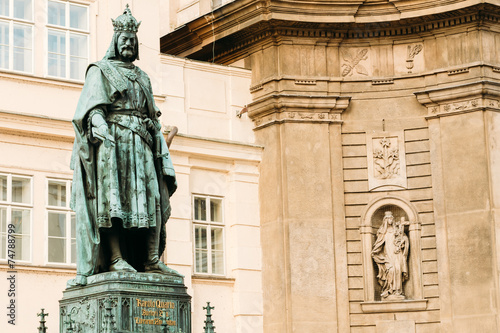 Statue Of The Czech King Charles Iv In Prague, Czech Republic photo