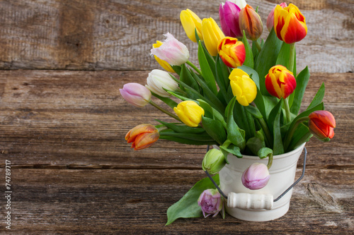 Fototapeta Naklejka Na Ścianę i Meble -  pile  of multicolored  tulips