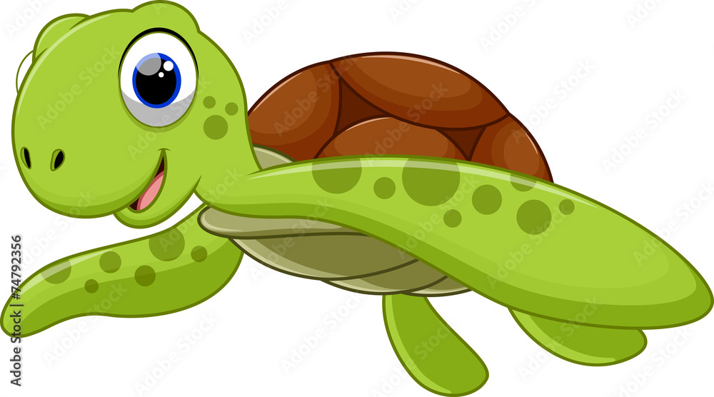 Fototapeta premium Kreskówka ładny żółw
