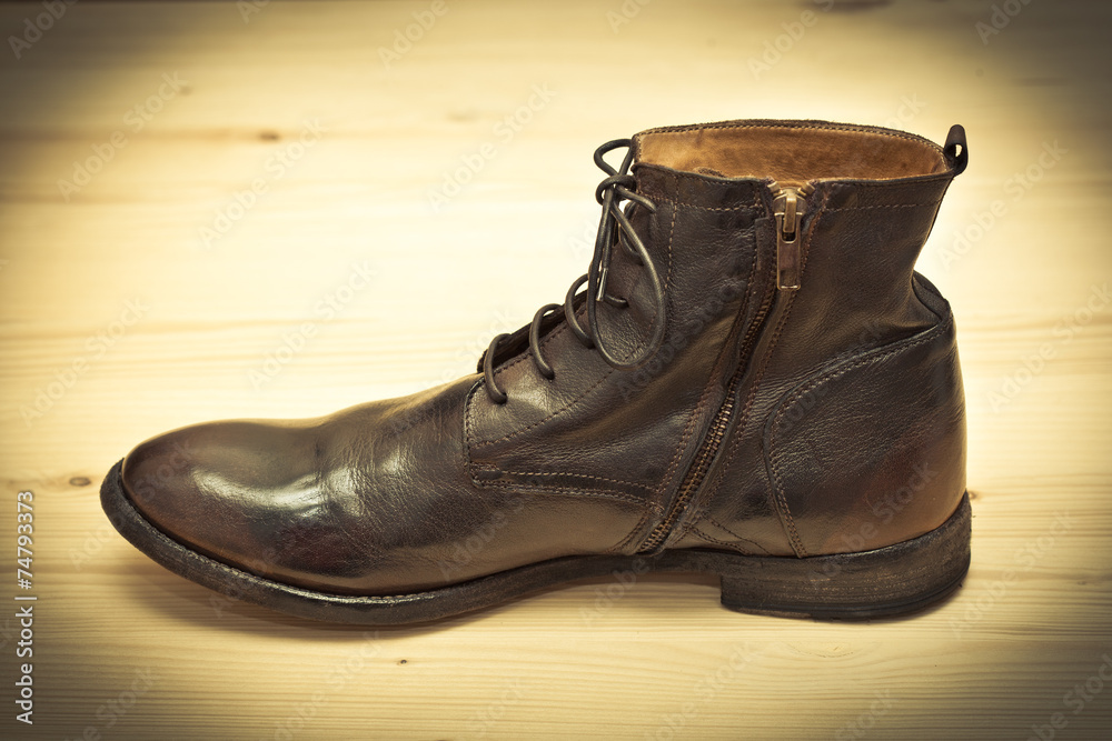 remaining self Experienced person Fashionable men's shoes. Retro style. Old school shoes handmade Stock Photo  | Adobe Stock