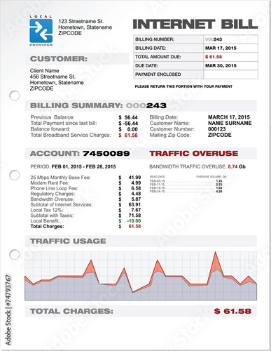 Internet Provider ISP Expenses Bill Document Template