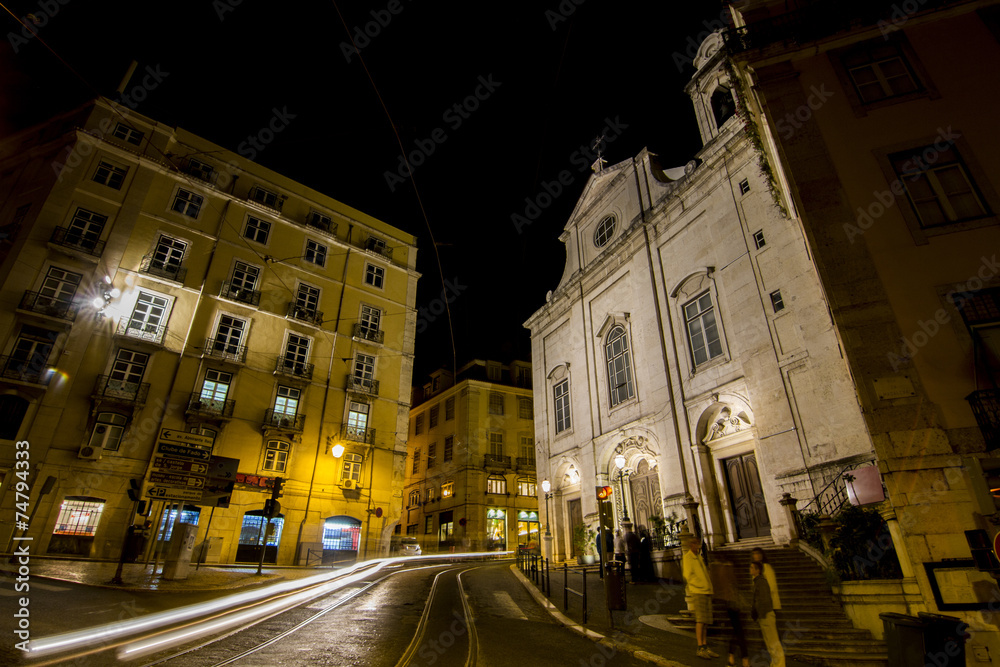 View of the Church of Madalena, located in Lisbon, Portugal.