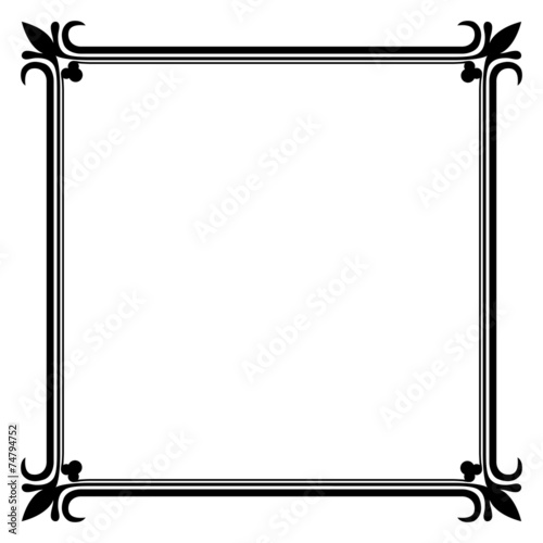 Black and white vintage frame vector template.