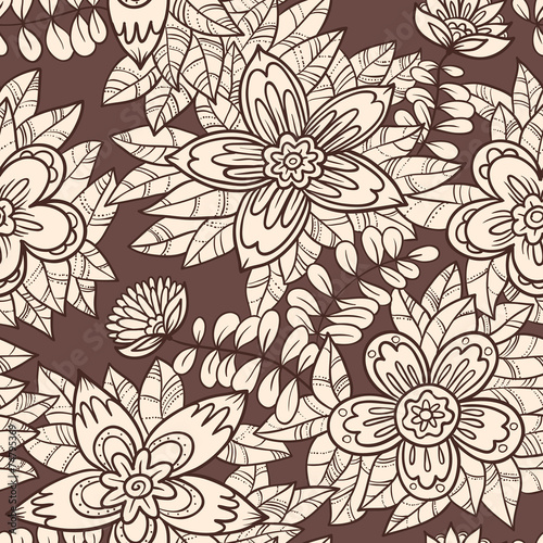 Wallpaper Mural doodle flowers and leaves Torontodigital.ca