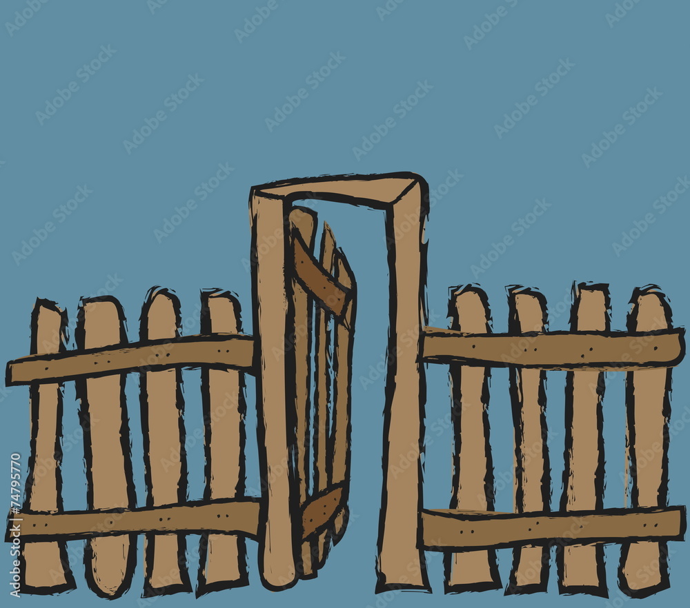 cartoon old grunge wooden gate and fence, design element Stock Illustration  | Adobe Stock