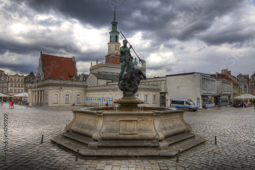 Sculpture of Neptun on the Old Market Square in Poznan, Poland 
