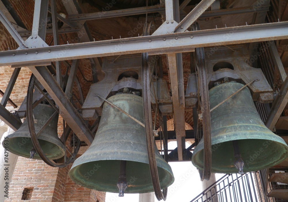The bells of the Lamberti tower in Verona in Italy
