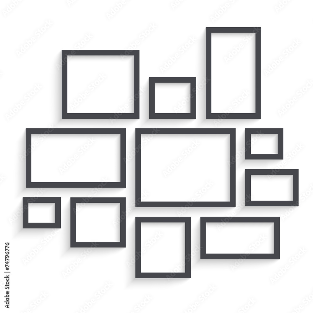 Vector Dark Blank Frames Collection on Wall Vector Dark Blank Frames Collection on Wall