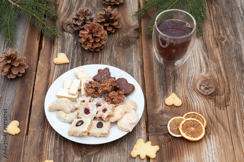 Christmas cookies on a wooden table