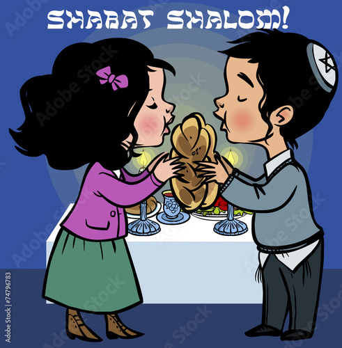 Happy shabat greeting card. Vector illustration