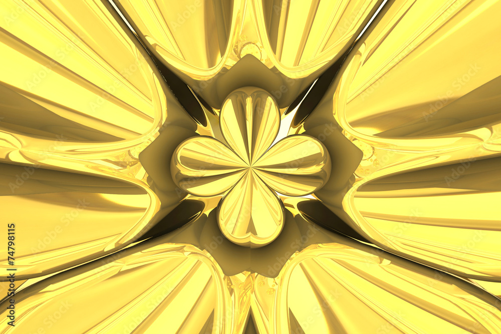 Obraz premium Golden Flower, created a bright gold background.