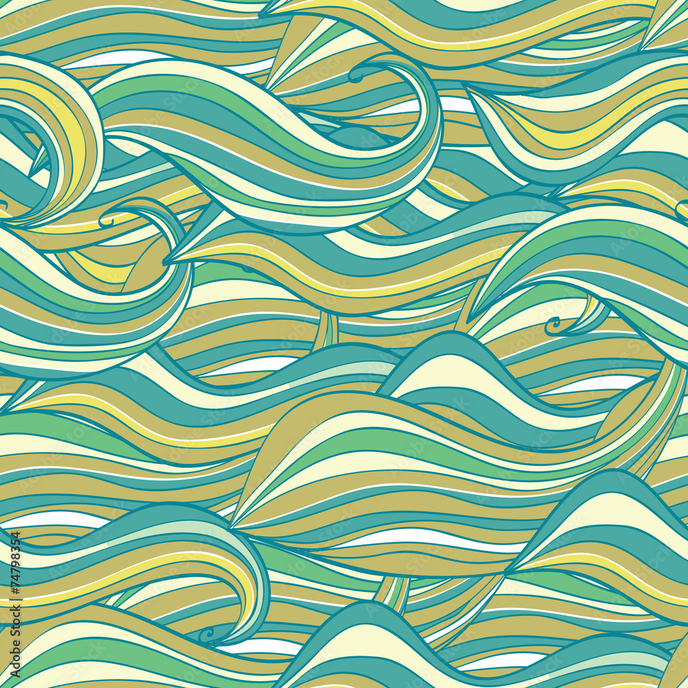 Seamless wave hand-drawn pattern, waves background Seamless wave hand-drawn pattern, waves background