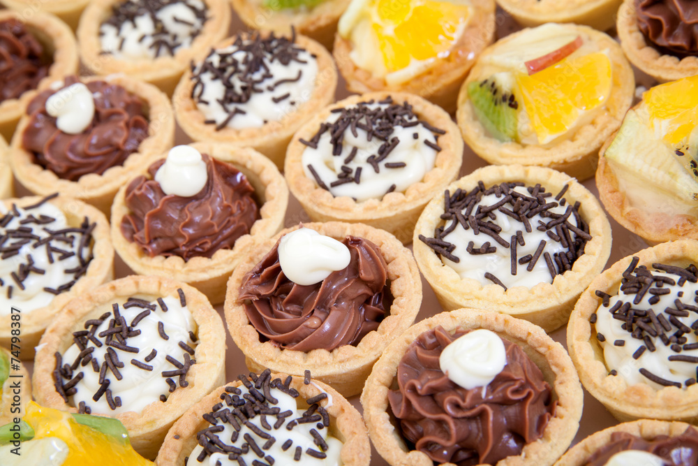 Small cupcakes with different stuffing, food catering Small cupcakes with different stuffing, food catering