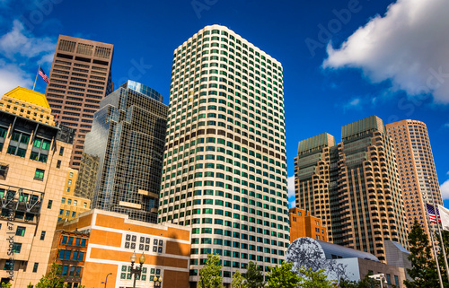 Cluster of skyscrapers in Boston  Massachusetts.