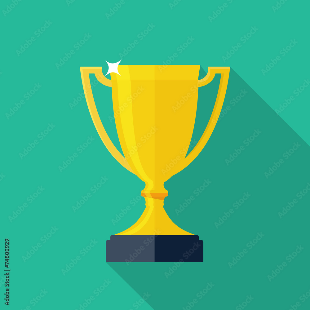 Trophy Cup Flat Icon with Long Shadow Trophy Cup Flat Icon with Long Shadow