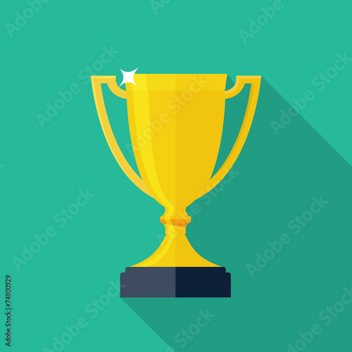 Photo Trophy Cup Flat Icon with Long Shadow