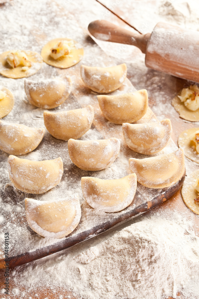 Vareniki (dumplings) with potatoes and onion. Vareniki (dumplings) with potatoes and onion.