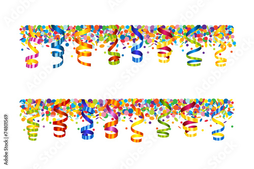 Confetti and serpentine banner