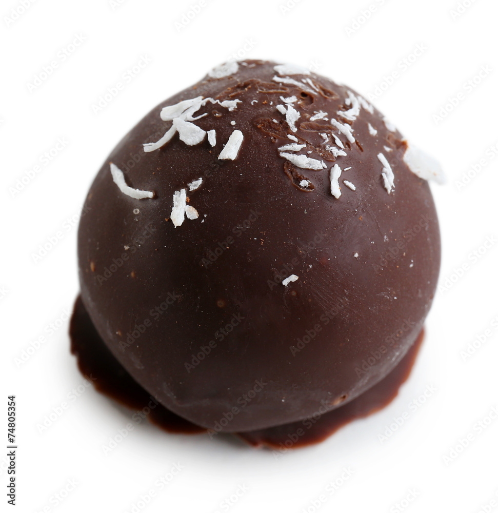 Delicious chocolate candy isolated on white Delicious chocolate candy isolated on white