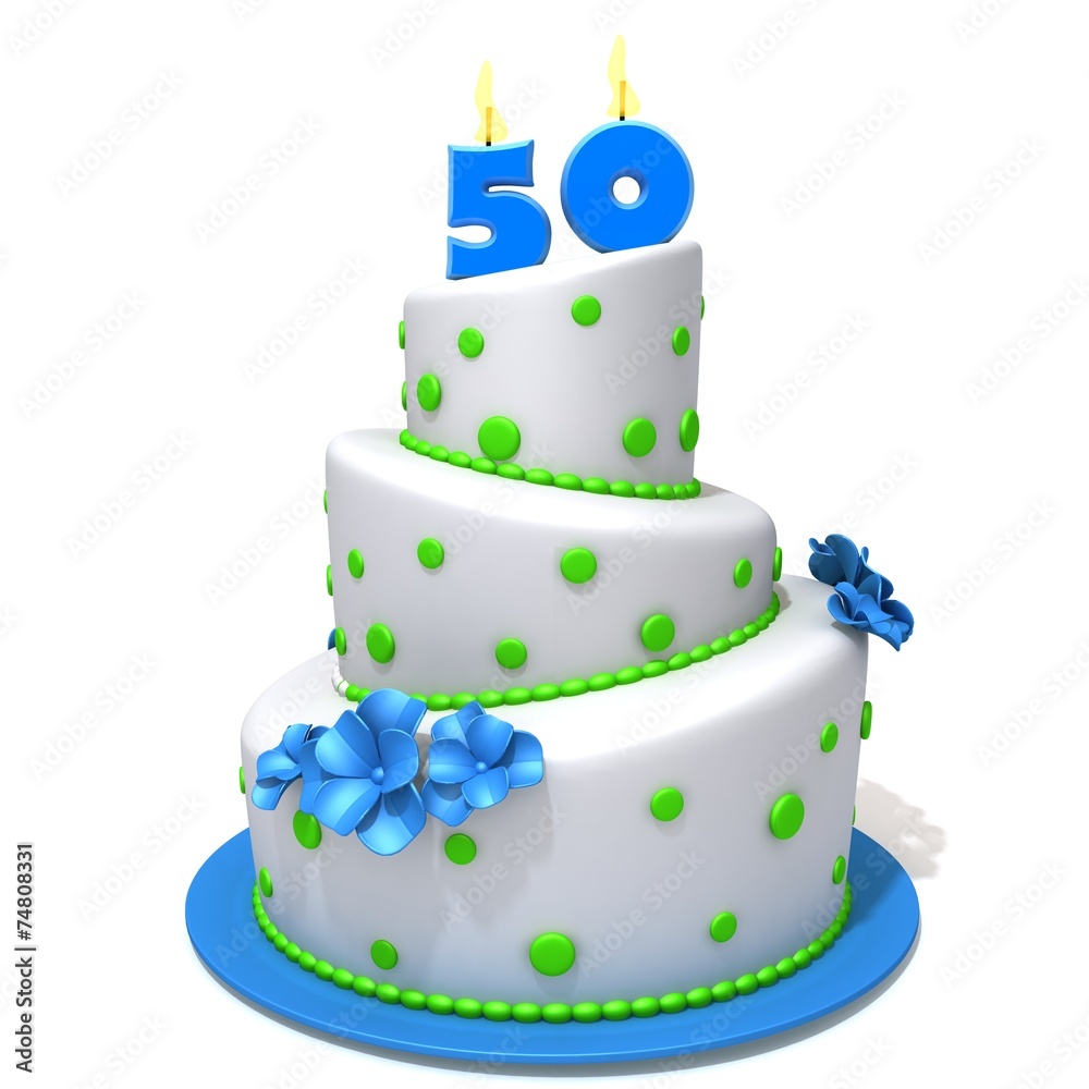 Birthday cake with number fifty 3d illustration Birthday cake with number fifty 3d illustration