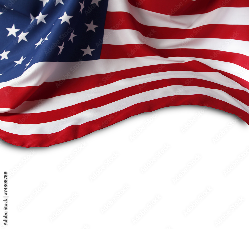 Fototapeta premium American flag on white background. Copy space