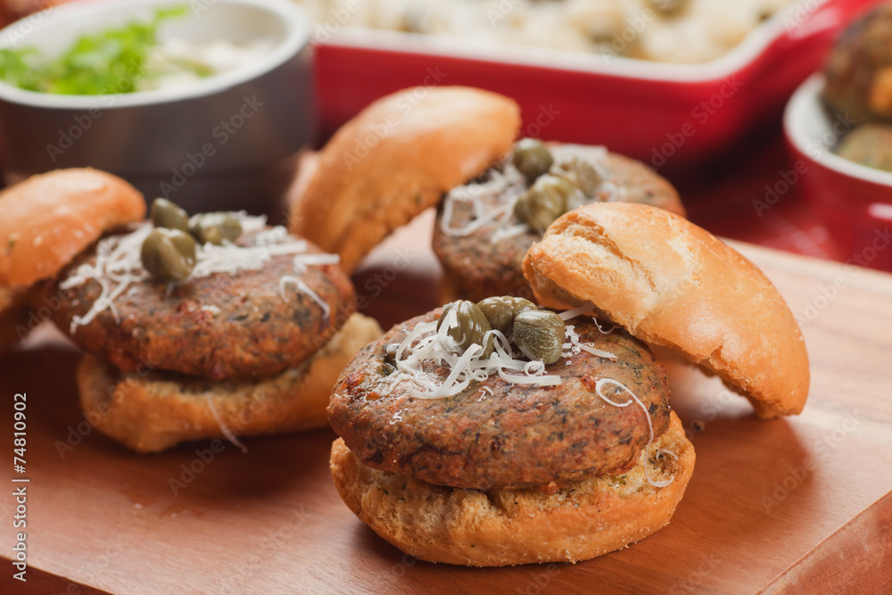 Spinach burger with parmesan and capers Spinach burger with parmesan and capers