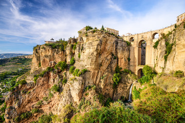Canvas schilderij Ronda Puente Nuevo Ronda Spanje met historische stenen brug  © SeanPavonePhoto