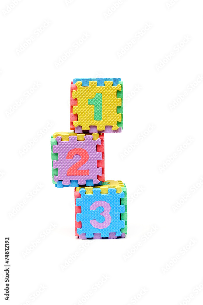 Jigsaw box with 1 2 3 number Jigsaw box with 1 2 3 number